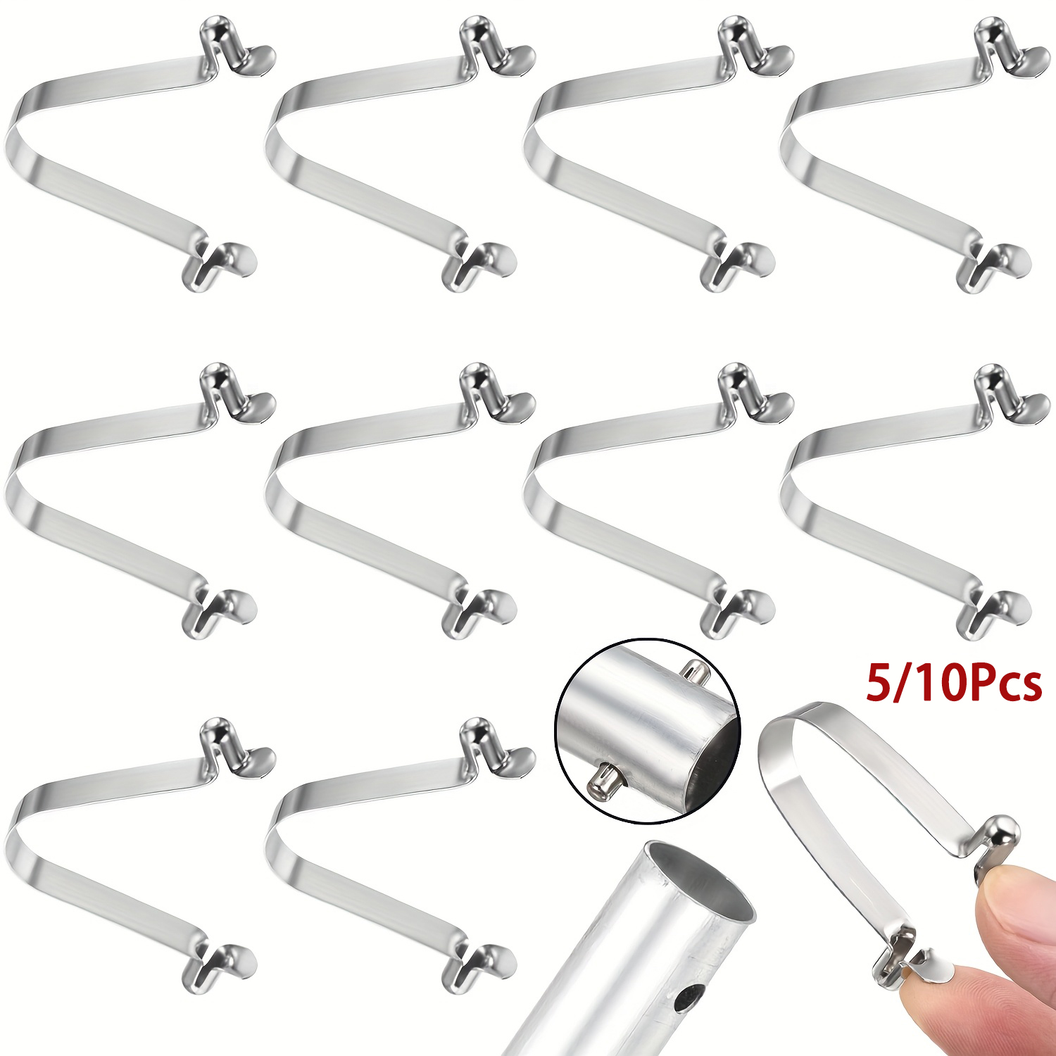 Pipe Bending Spring - 5–10 Stück Doppelknopf-Kajak-Paddel-Snap-Federclip aus Stahl, V-förmiger